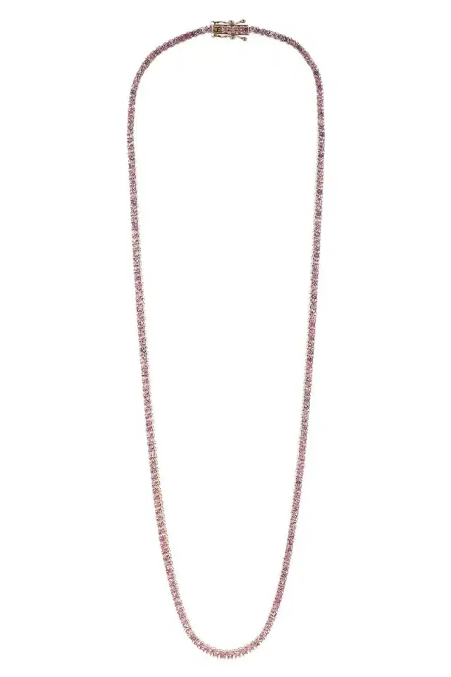 Sydney Evan Light Pink Sapphire Tennis Necklace