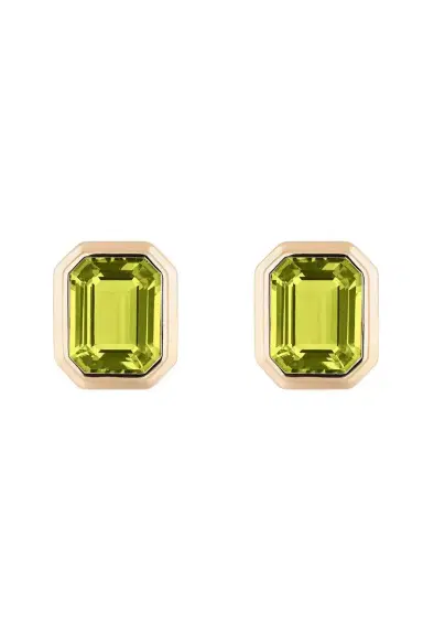 GOSHWARA Peridot Bezel Manhattan Stud Earrings | Thumbnail 1