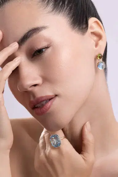 GOSHWARA Peridot Blue Topaz Rock N Roll Earrings | Thumbnail 3 GOSHWARA Peridot Blue Topaz Rock N Roll Earrings | Thumbnail 3