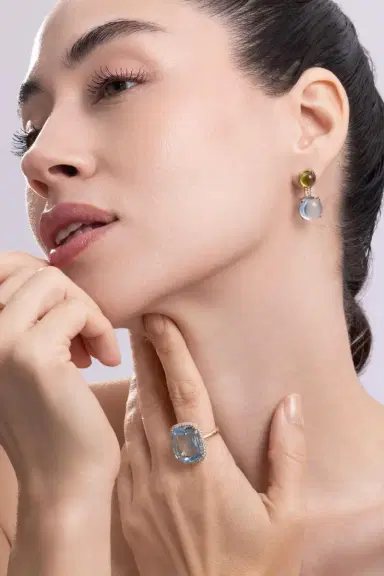 GOSHWARA Peridot Blue Topaz Rock N Roll Earrings | Thumbnail 4 GOSHWARA Peridot Blue Topaz Rock N Roll Earrings | Thumbnail 4