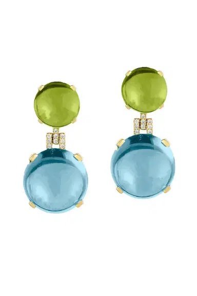 GOSHWARA Peridot Blue Topaz Rock N Roll Earrings | Thumbnail 1 GOSHWARA Peridot Blue Topaz Rock N Roll Earrings | Thumbnail 1