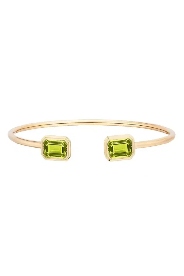 GOSHWARA Peridot Round Flexible Manhattan Bangle Bracelet