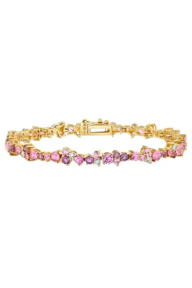 Sydney Evan Pink Sapphire Diamond Cocktail Tennis Bracelet | Thumbnail 1 Sydney Evan Pink Sapphire Diamond Cocktail Tennis Bracelet | Thumbnail 1