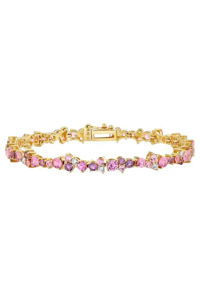 Sydney Evan Pink Sapphire Diamond Cocktail Tennis Bracelet