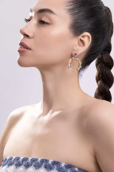 GOSHWARA Sapphire Multi Limited Edition Hoop Earrings | Thumbnail 2 GOSHWARA Sapphire Multi Limited Edition Hoop Earrings | Thumbnail 2