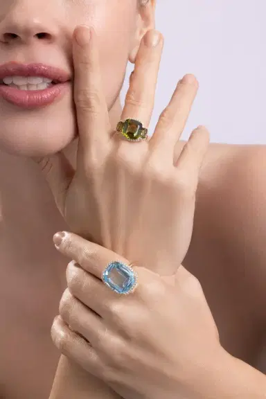GOSHWARA Tourmaline Three Stone G-One Ring | Thumbnail 2