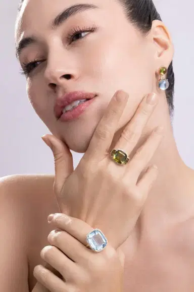 GOSHWARA Tourmaline Three Stone G-One Ring | Thumbnail 3