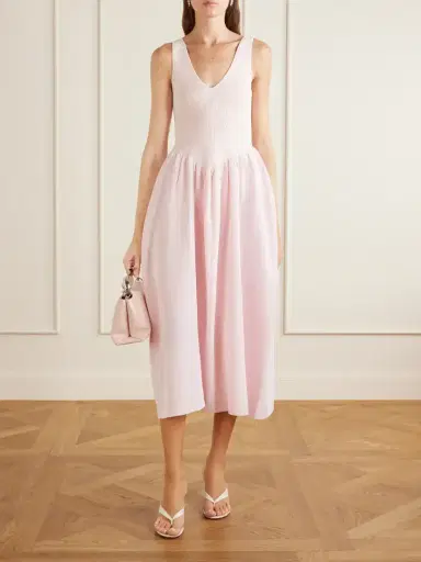Altuzarra Lollie Ribbed And Woven Midi Dress | Thumbnail 2 Altuzarra Lollie Ribbed And Woven Midi Dress | Thumbnail 2