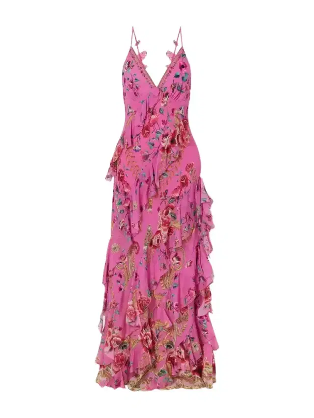 Camilla Embellished Ruffled Silk-georgette Maxi Dress