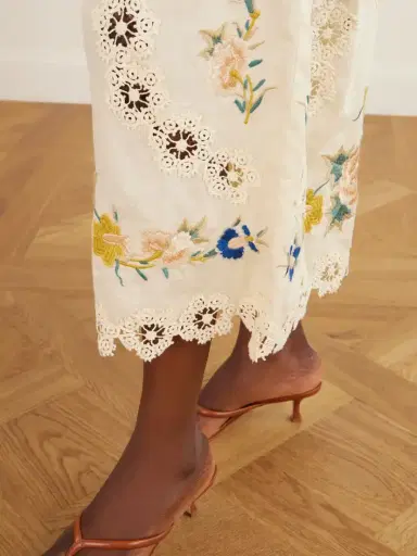 Sea Addona Floral-embroidered Broderie Anglaise-trimmed Cotton Wide-leg Pants | Thumbnail 5