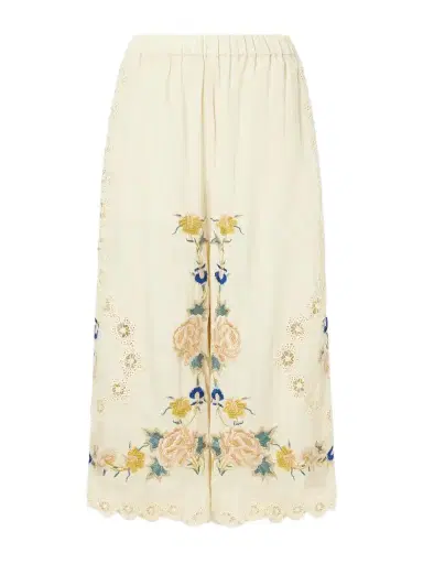 Sea Addona Floral-embroidered Broderie Anglaise-trimmed Cotton Wide-leg Pants | Thumbnail 1