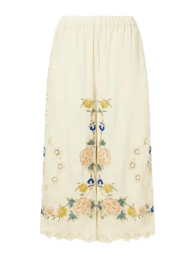 Sea Addona Floral-embroidered Broderie Anglaise-trimmed Cotton Wide-leg Pants