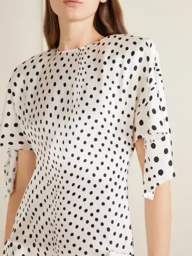 Stella McCartney Asymmetric Polka-dot Satin Midi Dress | Thumbnail 4 Stella McCartney Asymmetric Polka-dot Satin Midi Dress | Thumbnail 4