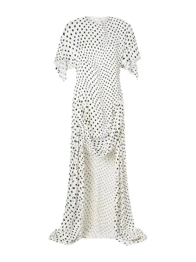 Stella McCartney Asymmetric Polka-dot Satin Midi Dress
