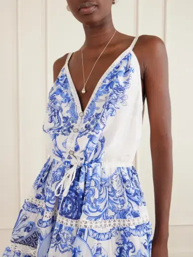 Camilla Printed Embroidered Cotton And Silk-blend Mini Dress | Thumbnail 4