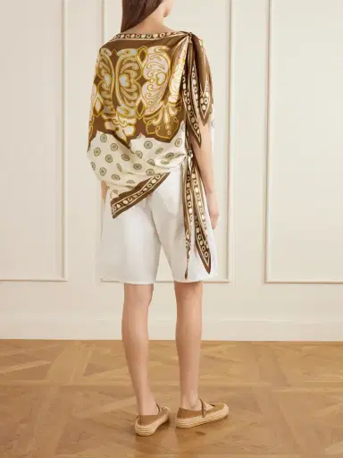 La DoubleJ Asymmetric Knotted Printed Silk-satin Blouse | Thumbnail 3 La DoubleJ Asymmetric Knotted Printed Silk-satin Blouse | Thumbnail 3