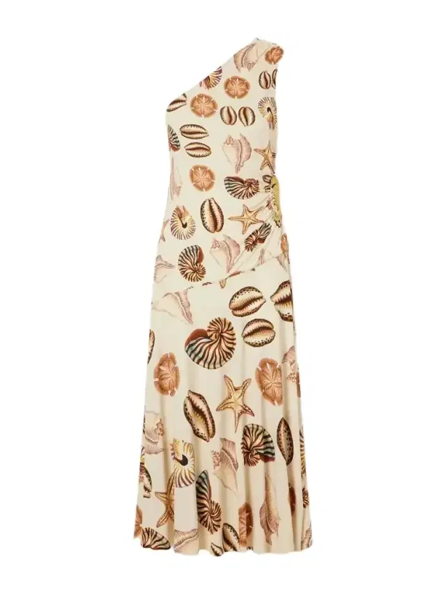 Farm Rio Embellished Gathered One-shoulder Printed Woven Midi Dress