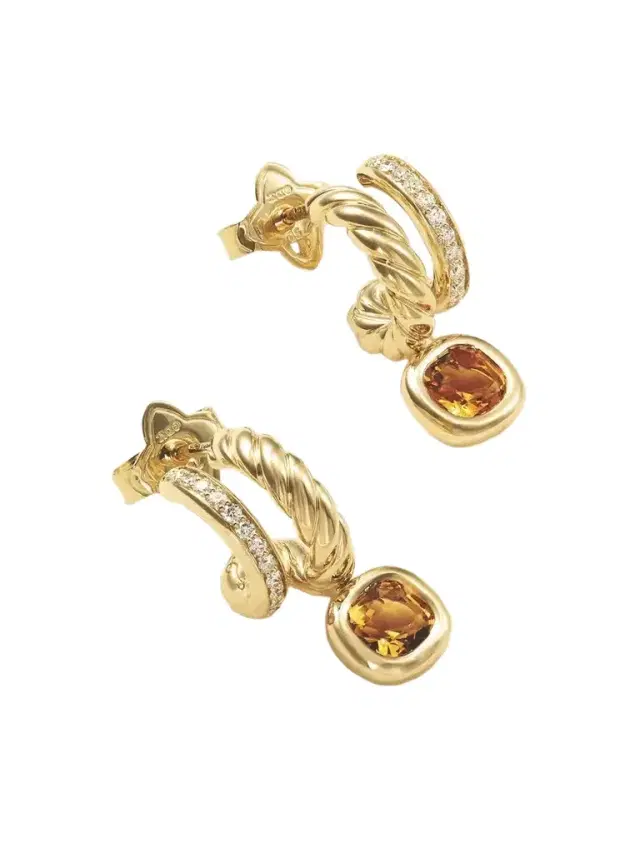 David Yurman Dy Mercer® 18-karat Gold, Diamond And Citrine Earrings