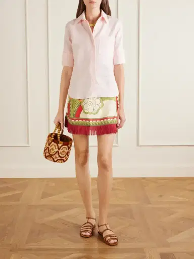 La DoubleJ Foulard Fringed Silk-twill Mini Skirt | Thumbnail 2 La DoubleJ Foulard Fringed Silk-twill Mini Skirt | Thumbnail 2