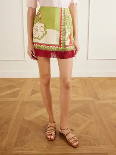 La DoubleJ Foulard Fringed Silk-twill Mini Skirt | Thumbnail 3 La DoubleJ Foulard Fringed Silk-twill Mini Skirt | Thumbnail 3