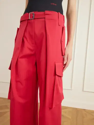 Loewe Belted Pleated Cotton And Silk-blend-gabardine Cargo Pants | Thumbnail 4 Loewe Belted Pleated Cotton And Silk-blend-gabardine Cargo Pants | Thumbnail 4