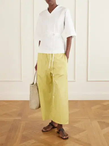 LESET Yoshi Striped Cotton And Lyocell-blend Wide-leg Pants | Thumbnail 2