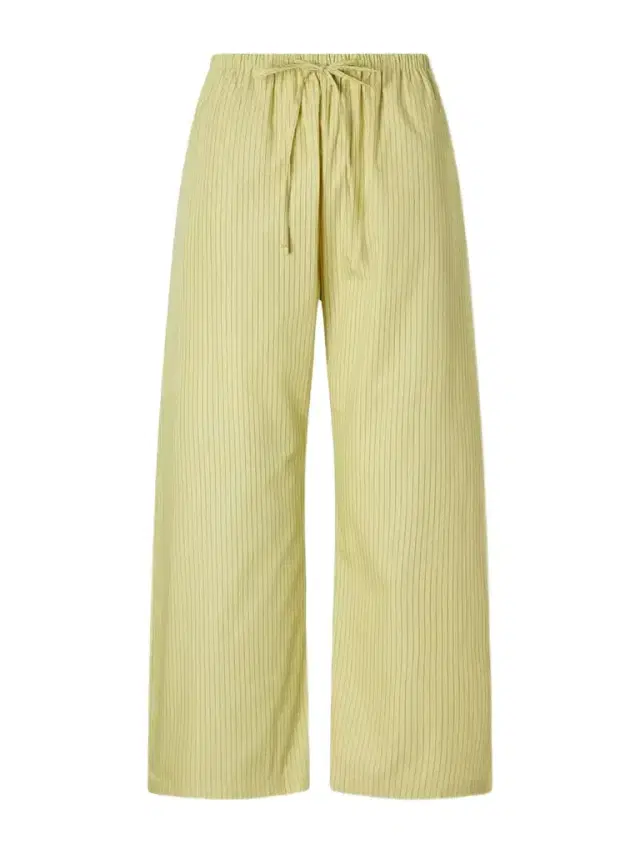 LESET Yoshi Striped Cotton And Lyocell-blend Wide-leg Pants