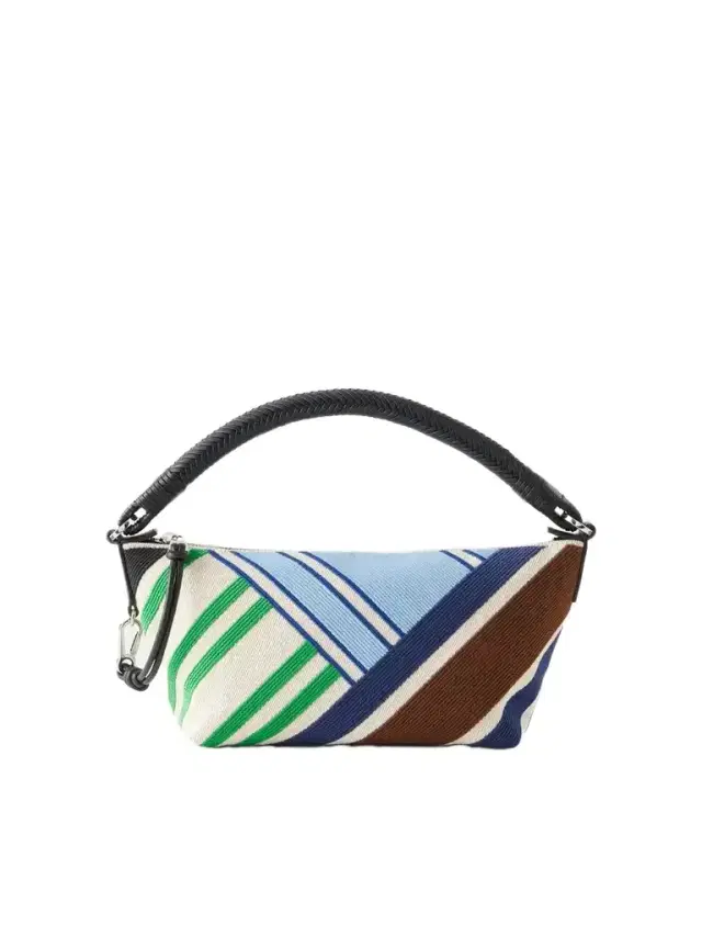 Loewe Cala Bayadere Leather-trimmed Paneled Striped Canvas Shoulder Bag