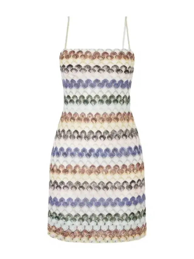 Missoni Striped Metallic Crochet-knit Mini Dress