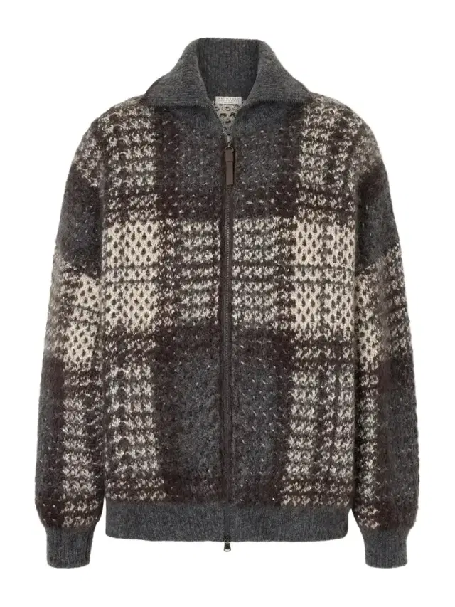 Brunello Cucinelli Sequin-embellished Checked Woven Jacket