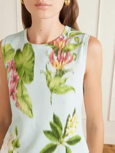 Oscar de la Renta Floral-print Cotton-blend Knitted Tank | Thumbnail 5 Oscar de la Renta Floral-print Cotton-blend Knitted Tank | Thumbnail 5