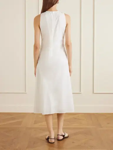 Theory Ruched Cotton-blend Sateen Midi Dress | Thumbnail 3 Theory Ruched Cotton-blend Sateen Midi Dress | Thumbnail 3