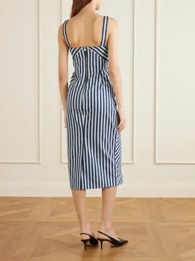 Carolina Herrera Striped Ruched Cotton-blend Midi Dress | Thumbnail 3 Carolina Herrera Striped Ruched Cotton-blend Midi Dress | Thumbnail 3