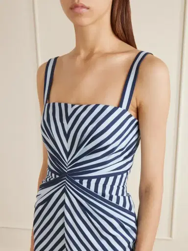 Carolina Herrera Striped Ruched Cotton-blend Midi Dress | Thumbnail 4 Carolina Herrera Striped Ruched Cotton-blend Midi Dress | Thumbnail 4