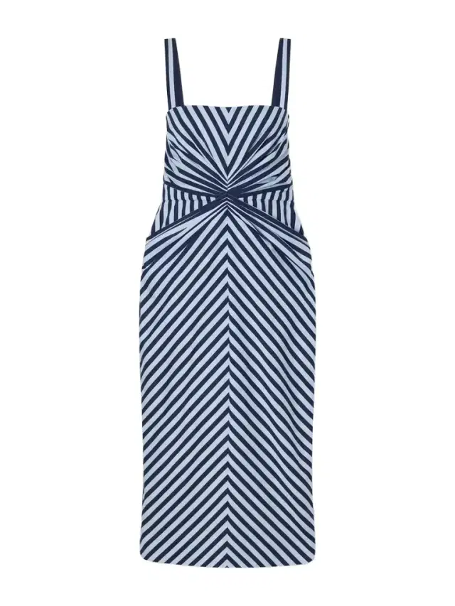 Carolina Herrera Striped Ruched Cotton-blend Midi Dress