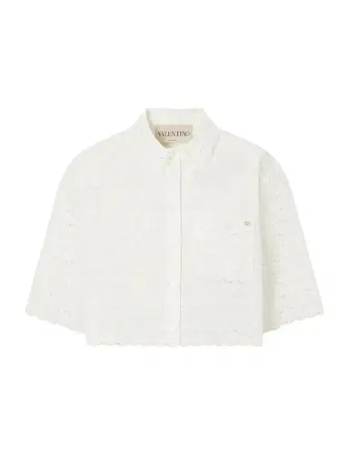 Valentino Garavani Mossi Logo-embellished Cropped Broderie Anglaise Cotton Blouse | Thumbnail 1 Valentino Garavani Mossi Logo-embellished Cropped Broderie Anglaise Cotton Blouse | Thumbnail 1