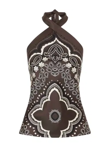 Nili Lotan Solal Printed Silk Halter Top | Thumbnail 1 Nili Lotan Solal Printed Silk Halter Top | Thumbnail 1