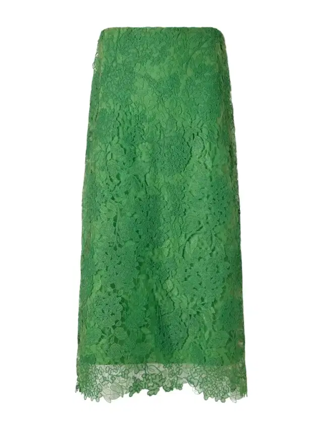 Carolina Herrera Guipure Lace-trimmed Mesh Midi Skirt
