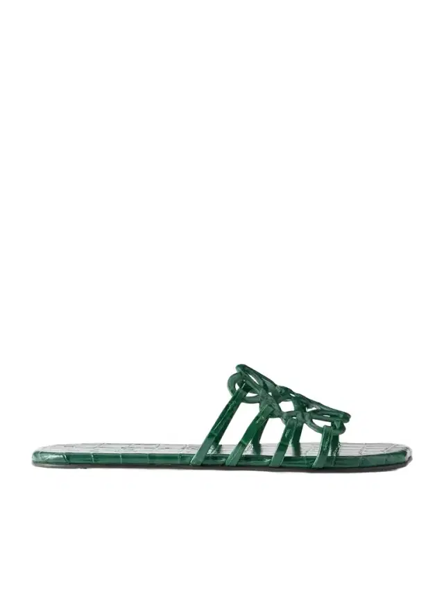 Petal Anagram Croc-effect Leather Slides