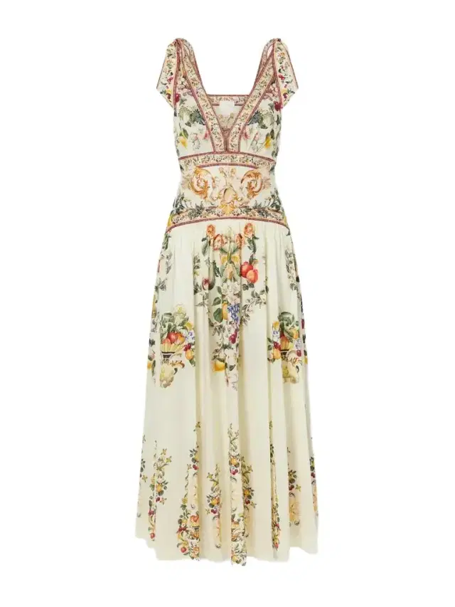 Camilla Printed Embellished Linen And Silk-blend Maxi Dress