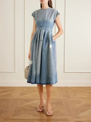 Erdem Floral-appliquéd Denim Midi Dress | Thumbnail 2