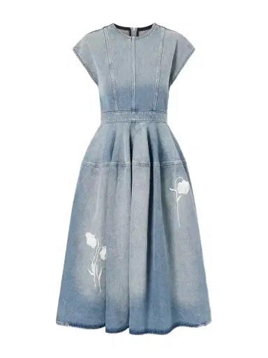 Erdem Floral-appliquéd Denim Midi Dress | Thumbnail 1