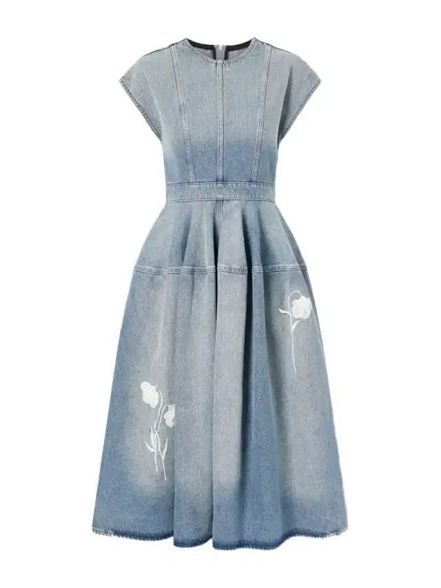 Erdem Floral-appliquéd Denim Midi Dress