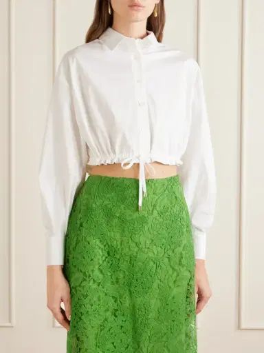 Carolina Herrera Cropped Cotton-blend Blouse | Thumbnail 3 Carolina Herrera Cropped Cotton-blend Blouse | Thumbnail 3