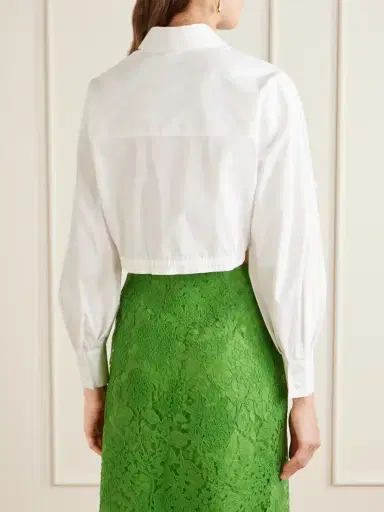 Carolina Herrera Cropped Cotton-blend Blouse | Thumbnail 4 Carolina Herrera Cropped Cotton-blend Blouse | Thumbnail 4
