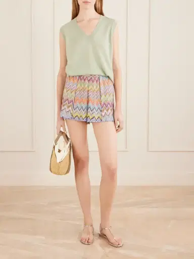 Missoni Striped Metallic Crochet-knit Shorts | Thumbnail 2 Missoni Striped Metallic Crochet-knit Shorts | Thumbnail 2