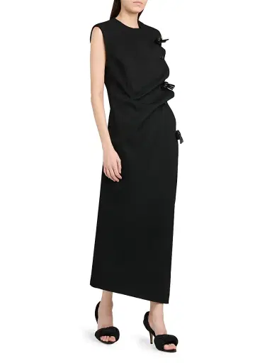 Bottega Veneta Women's Buttoned Sleeveless Shift Midi Dress - Double Black - Size 10 | Thumbnail 4 Bottega Veneta Women's Buttoned Sleeveless Shift Midi Dress - Double Black - Size 10 | Thumbnail 4