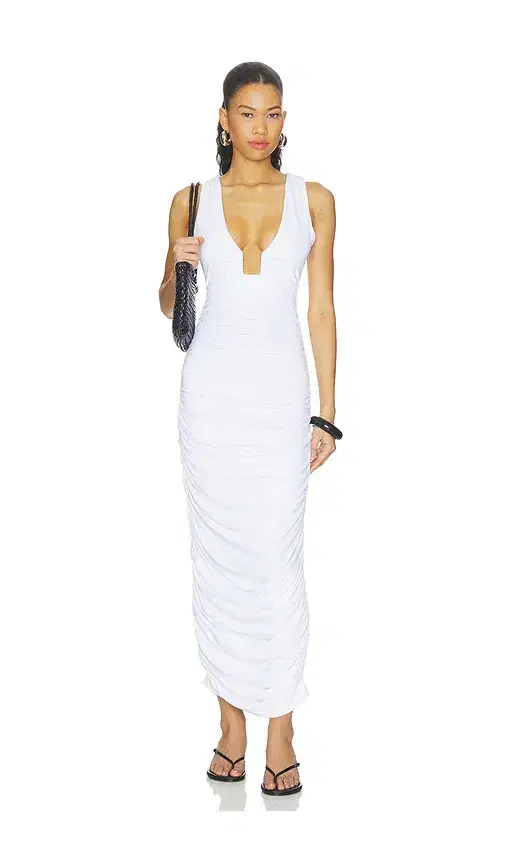 Square Wire Gathered Tank Dress