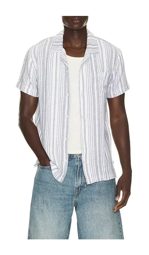 Vintage Summer Basket Weave Camp Shirt