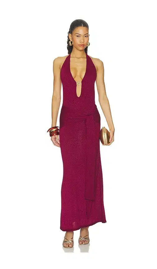 Runaway The Label Ayella Deep-v Knit Maxi Dress